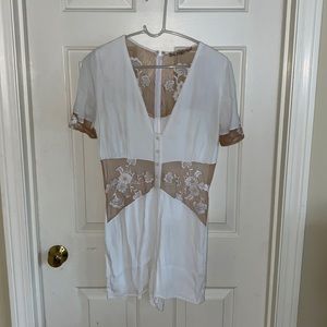 White and Nude Lace For Love and Lemons Romper, Size M